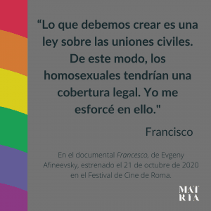 El papa Francisco apoya las uniones civiles entre homosexuales