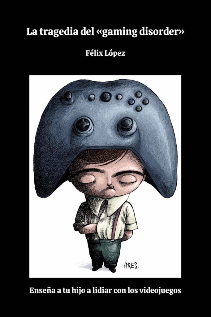 Portada del libro La tragedia del Gaming disorder, con caricatura